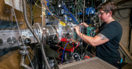 A scientist working on a separator in the experiment. Photo: Marilyn Sargent/Berkeley Lab