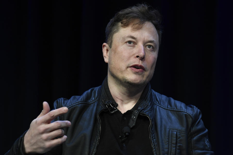 FILE - Tesla and SpaceX CEO Elon Musk speaks at the SATELLITE Conference and Exhibition, March 9, 2020, in Washington.  On Monday, July 15, 2024, Musk appeared to confirm a report that the company's much-hyped event to unveil a robot taxi will be delayed beyond its planned August 8 date.  (AP Photo/Susan Walsh, File)